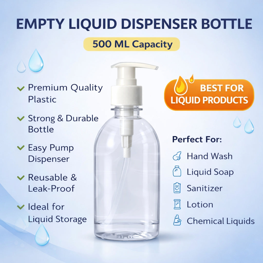 Empty Pump Bottles – Premium Quality Refillable Plastic Bottles for Cleaning & Liquid Products