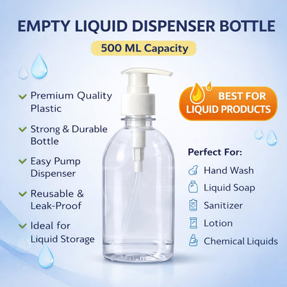 Empty Pump Bottles – Premium Quality Refillable Plastic Bottles for Cleaning & Liquid Products