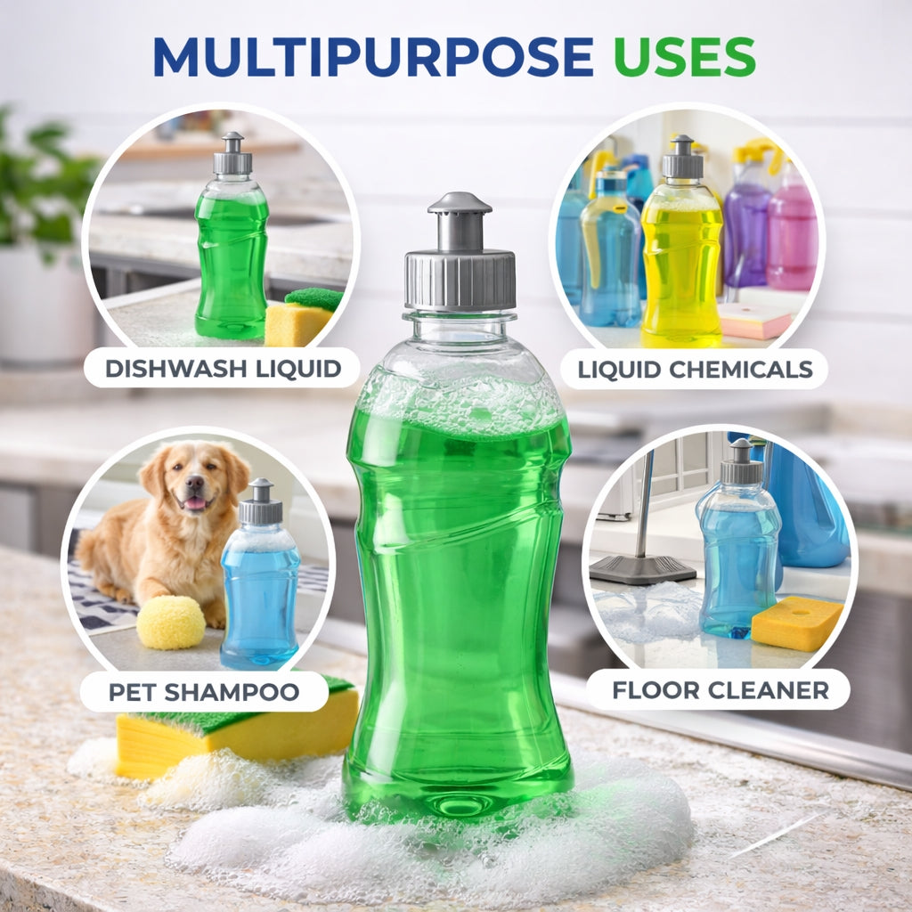Multipurpose Squeeze Bottles with Push-Pull Lid – Durable Plastic Bottle for Dishwash & Liquid Storage