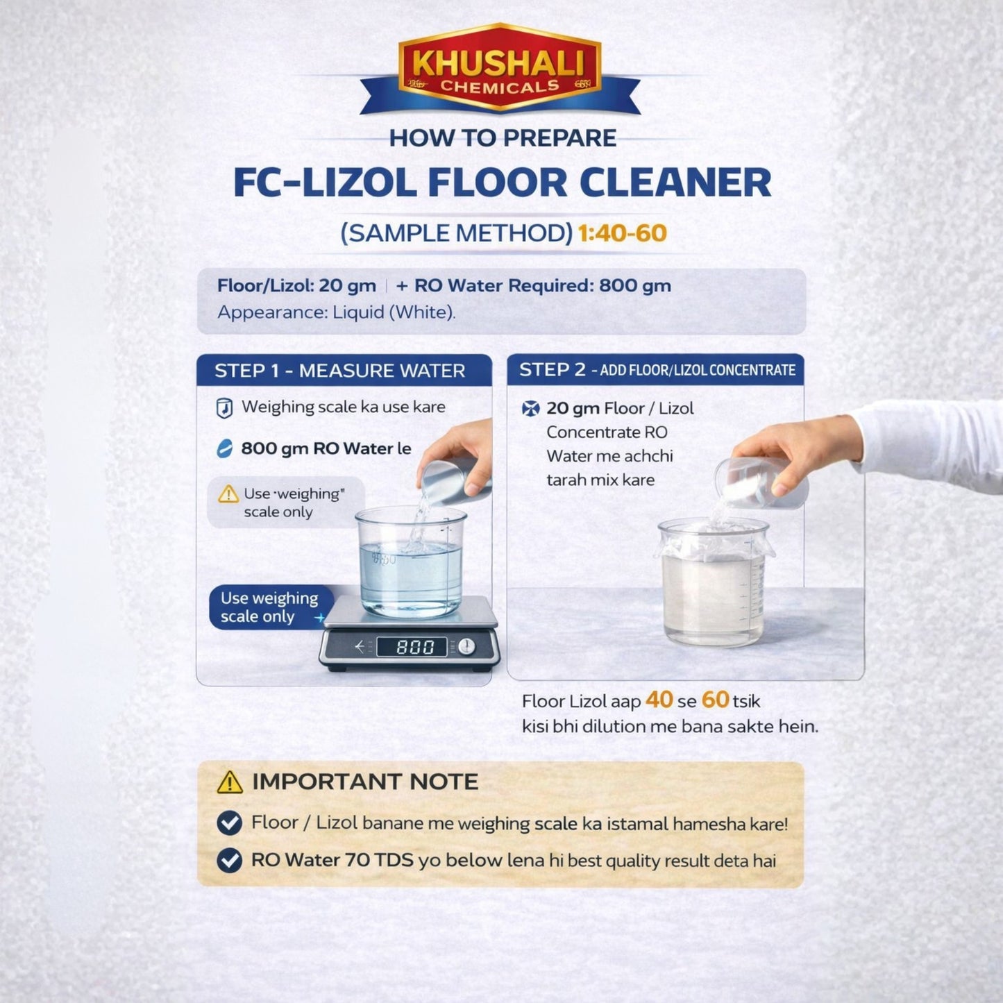 Floor Cleaner Raw Material | Khushali Chemicals