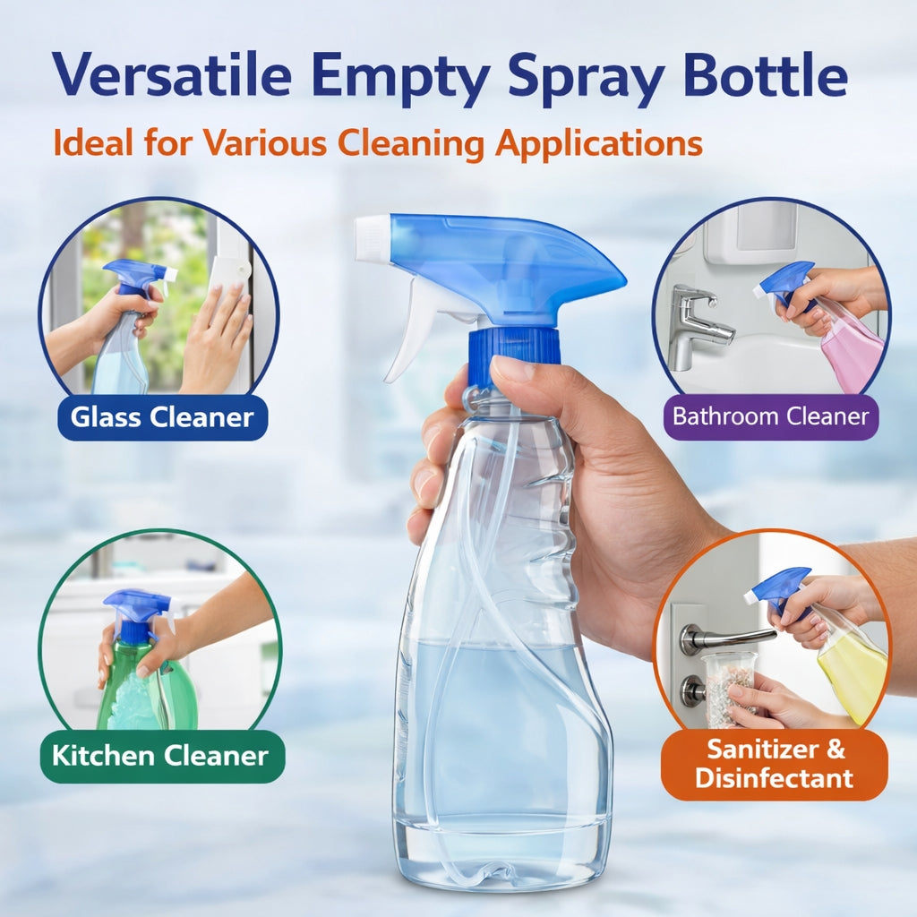 Premium Glass Cleaner Spray Bottle | Designer Empty Packaging Bottle with Trigger