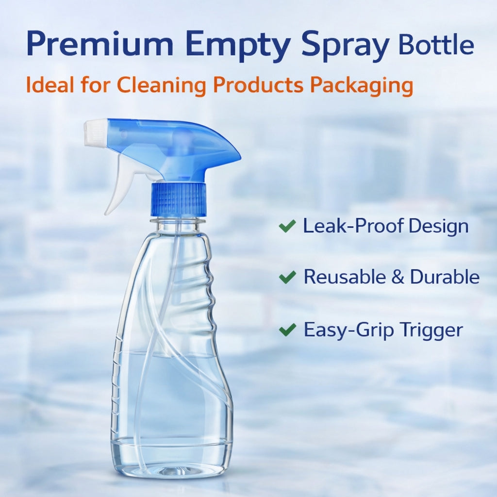 Premium Glass Cleaner Spray Bottle | Designer Empty Packaging Bottle with Trigger