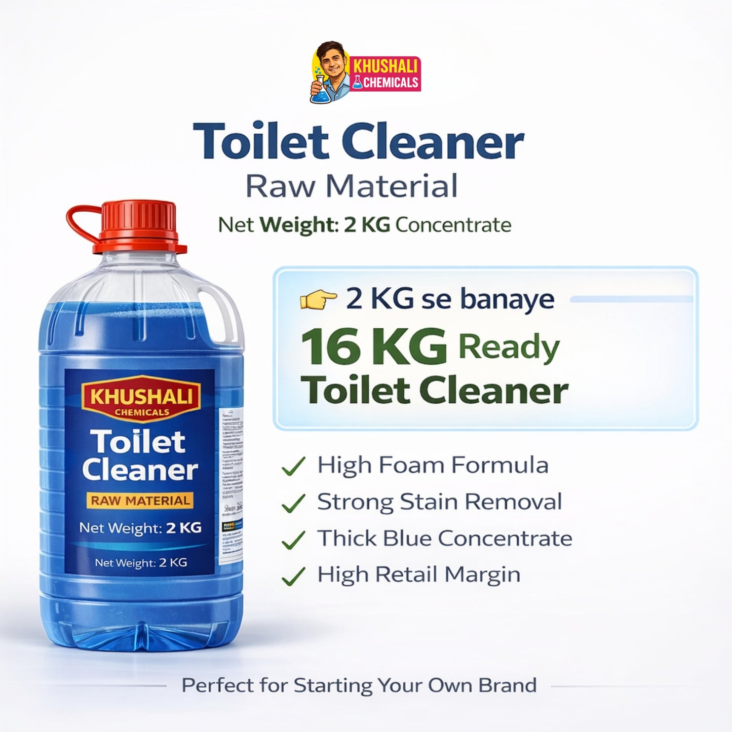 7 Cleaning Products Raw Material Combo Pack (2KG Each) | Khushali Chemicals | Start Your Own Brand
