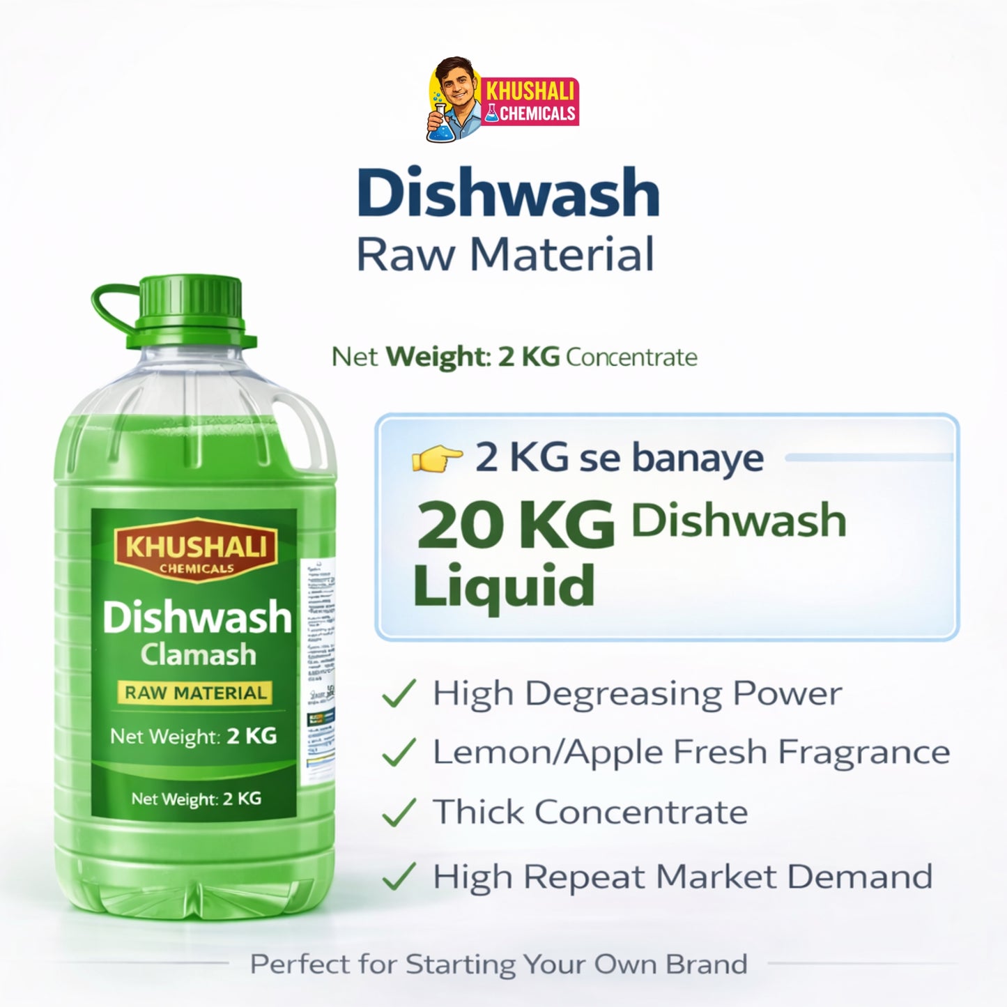 7 Cleaning Products Raw Material Combo Pack (2KG Each) | Khushali Chemicals | Start Your Own Brand