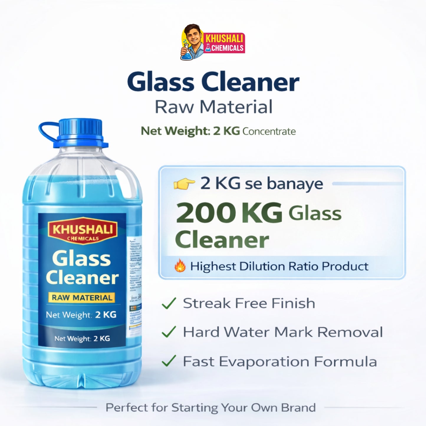 7 Cleaning Products Raw Material Combo Pack (2KG Each) | Khushali Chemicals | Start Your Own Brand