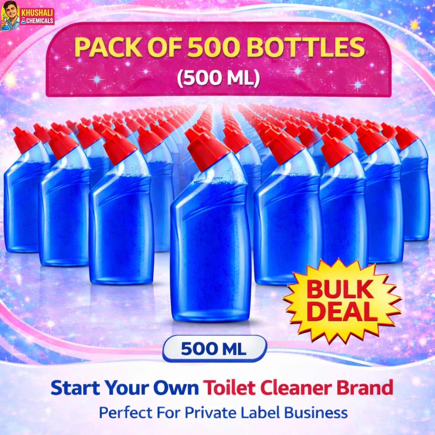 Toilet Cleaner Empty Bottles Bulk Pack (250ML / 500ML / 1000ML) | Private Label Packaging