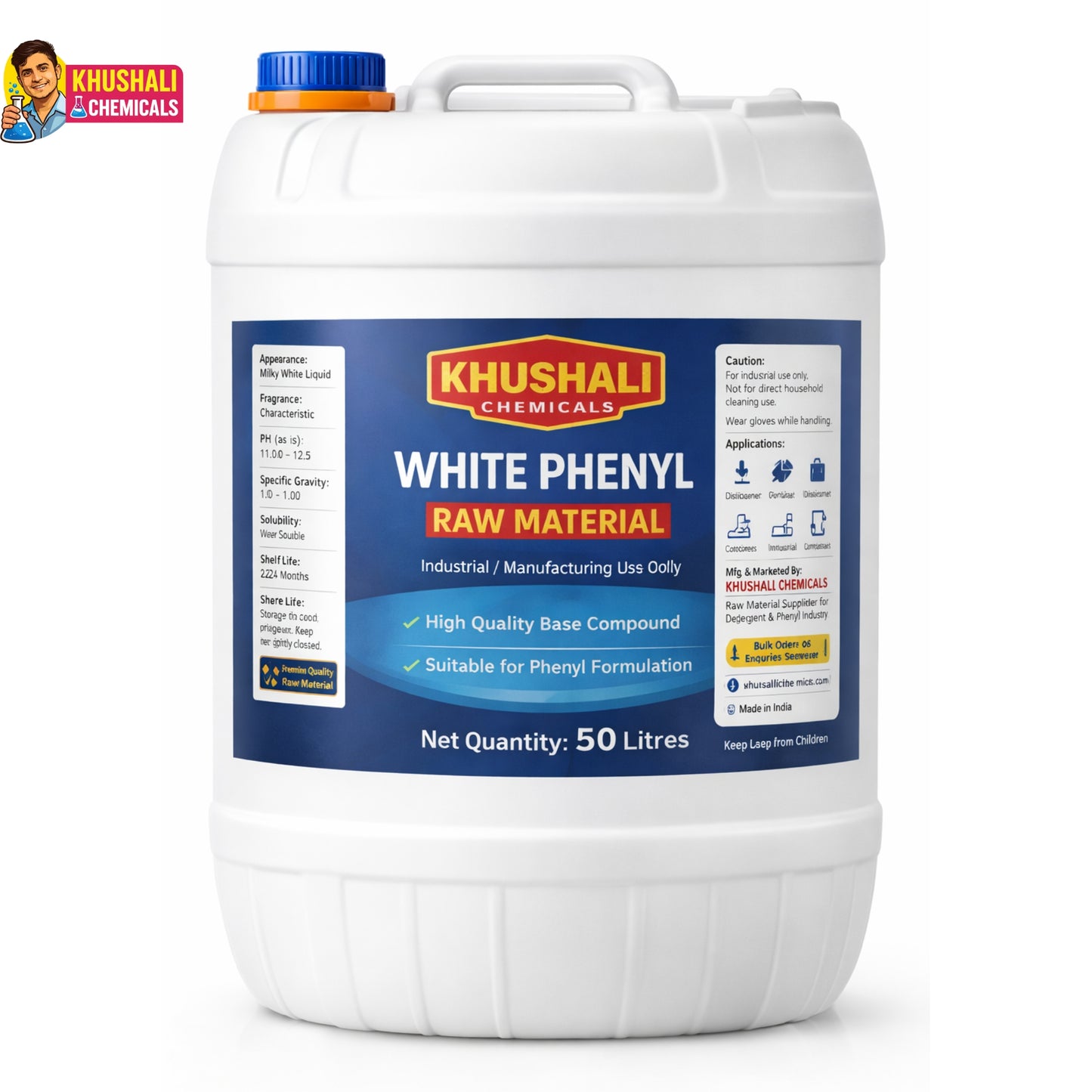 White Phenyl Raw Material | Bulk Supply (5L / 25L / 50L) | Khushali Chemicals