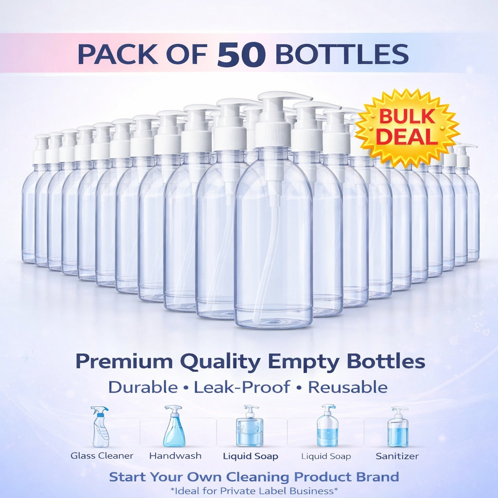 Empty Pump Bottles – Premium Quality Refillable Plastic Bottles for Cleaning & Liquid Products