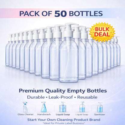 Empty Pump Bottles – Premium Quality Refillable Plastic Bottles for Cleaning & Liquid Products