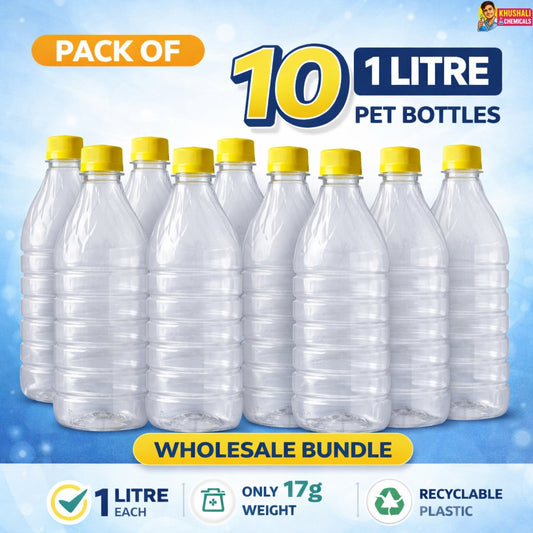 1 Litre PET Plastic Bottle (17g) with Cap – Lightweight & Durable Liquid Packaging