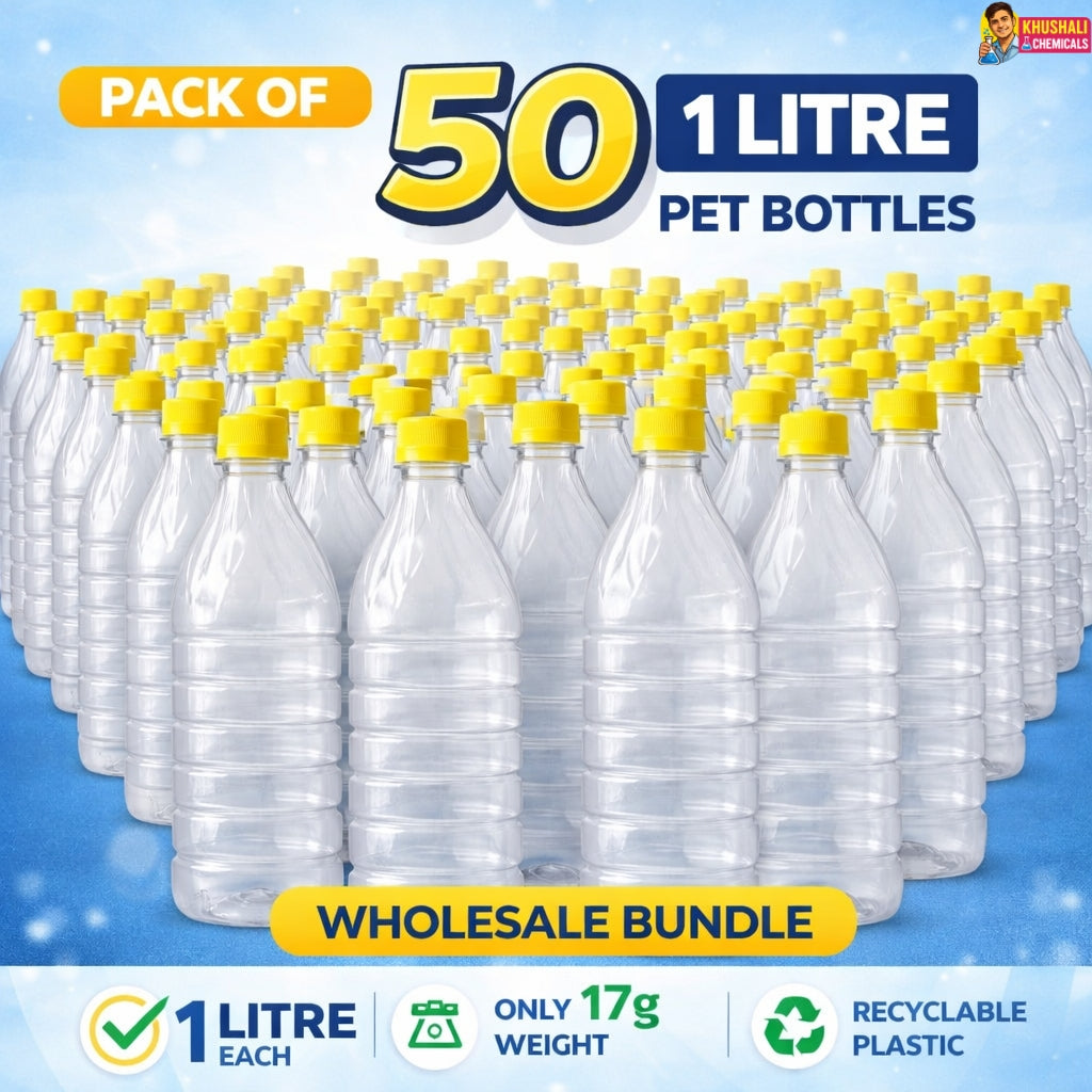 1 Litre PET Plastic Bottle (17g) with Cap – Lightweight & Durable Liquid Packaging