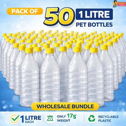 1 Litre PET Plastic Bottle (17g) with Cap – Lightweight & Durable Liquid Packaging