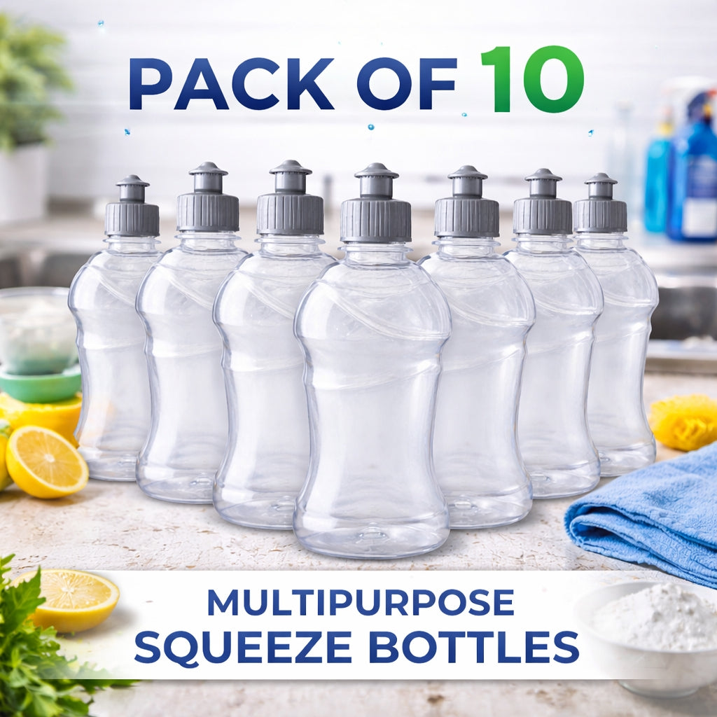 Multipurpose Squeeze Bottles with Push-Pull Lid – Durable Plastic Bottle for Dishwash & Liquid Storage