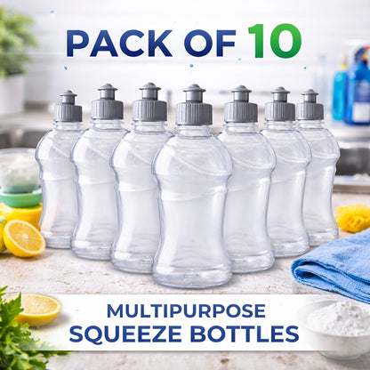 Multipurpose Squeeze Bottles with Push-Pull Lid – Durable Plastic Bottle for Dishwash & Liquid Storage